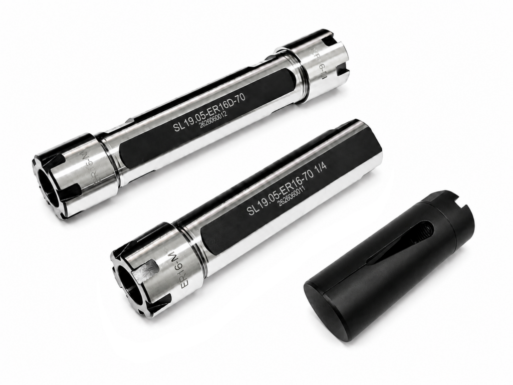 Feeding collets and ER tool holders for Swiss-type lathes