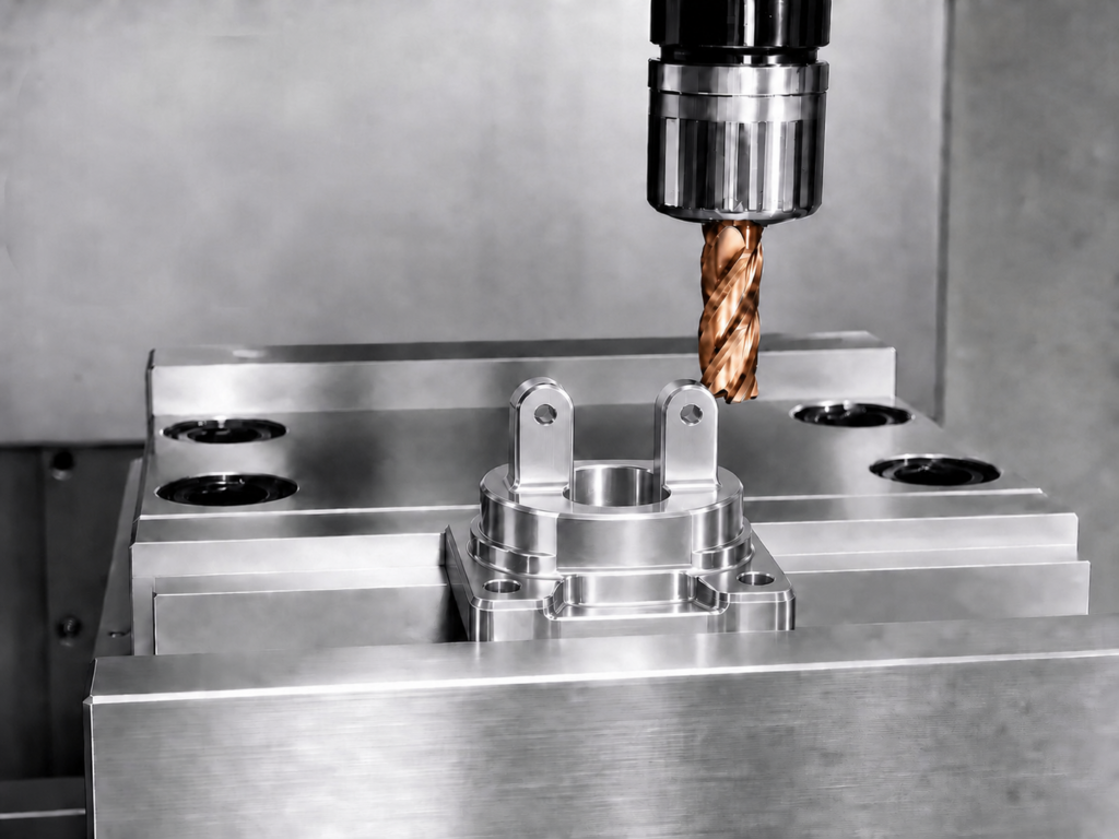 Solid carbide end mill machining an aluminum component