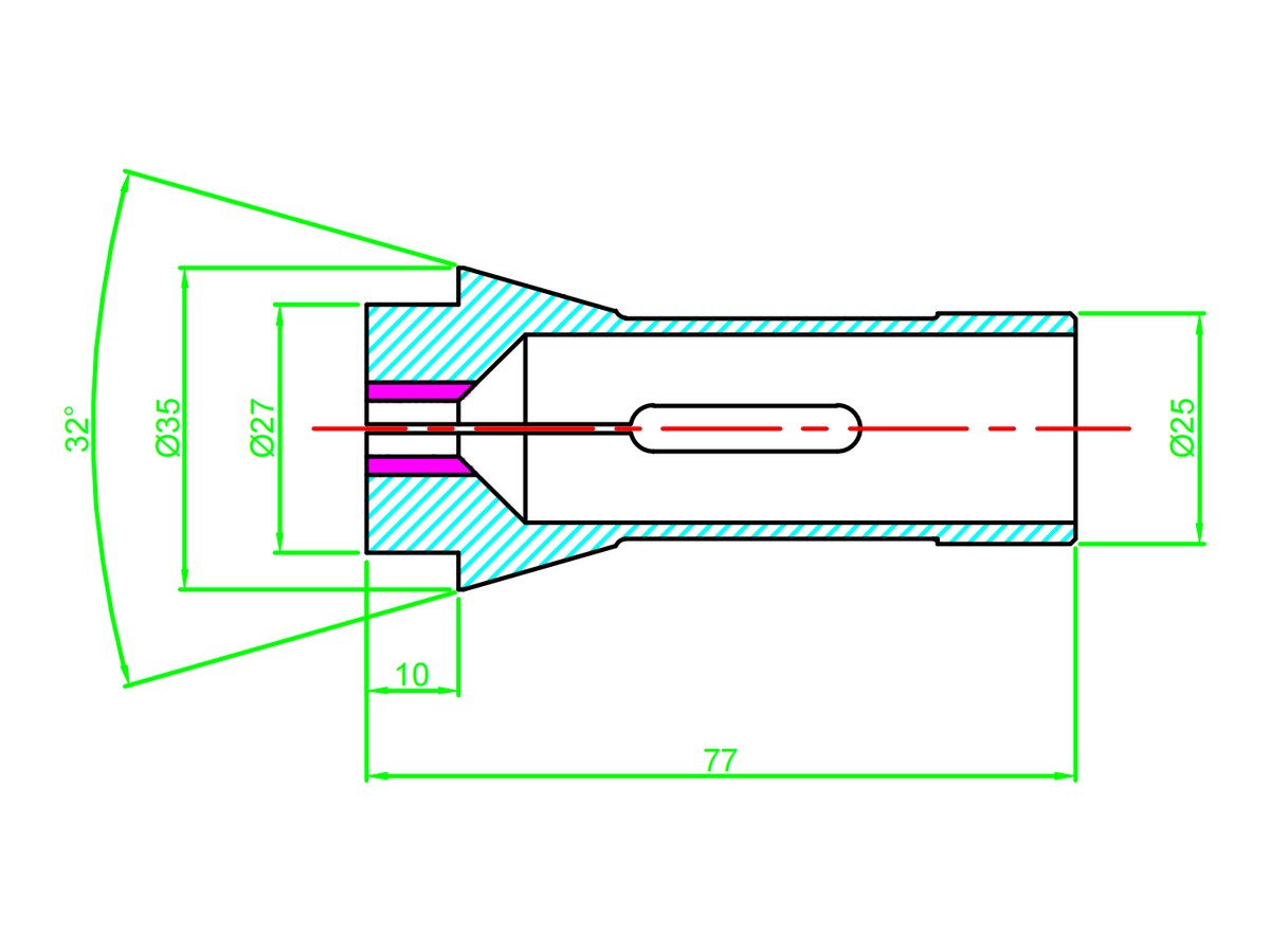 145E TF25 F25 76-64 collet dimensional drawing