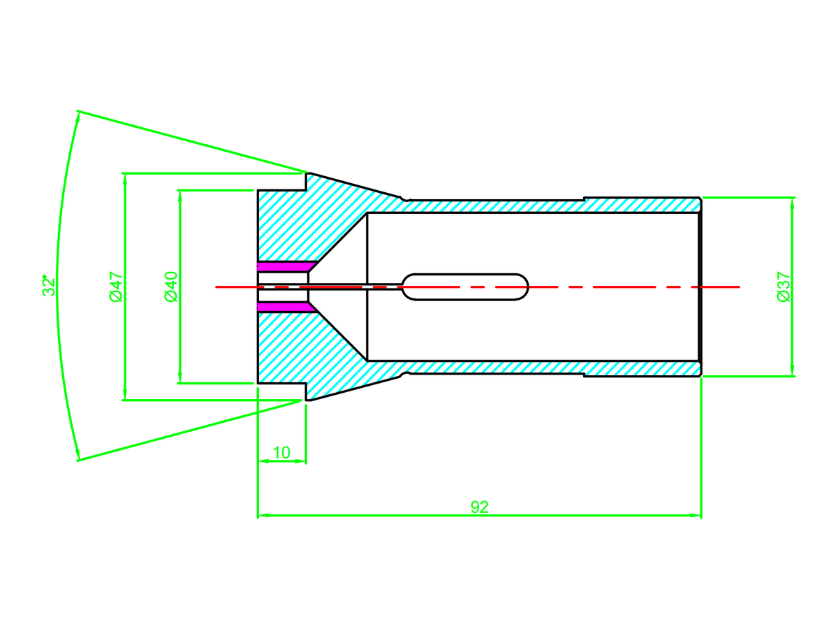 1536E TF37 F37 76-740 collet dimensional drawing
