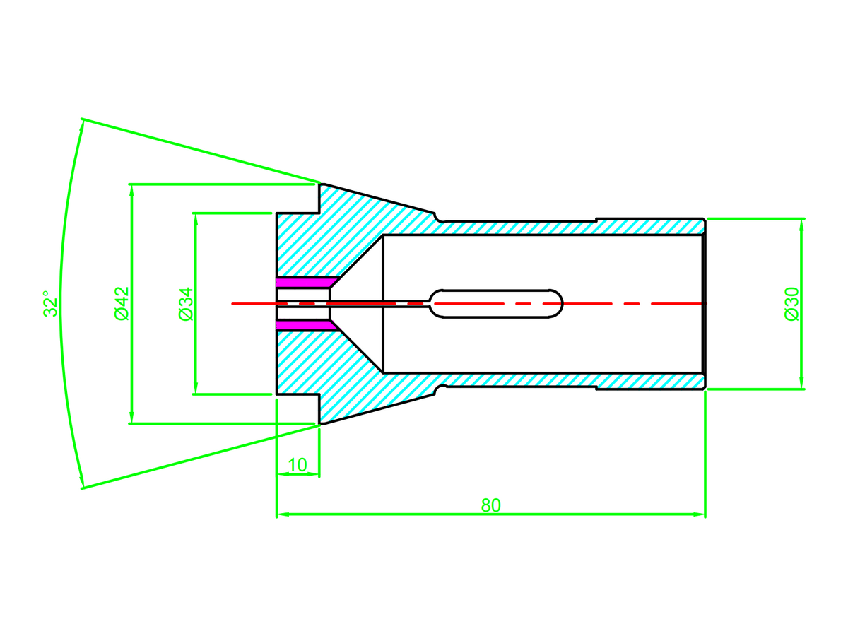 157E TF30 F30 76-63 collet dimensional drawing