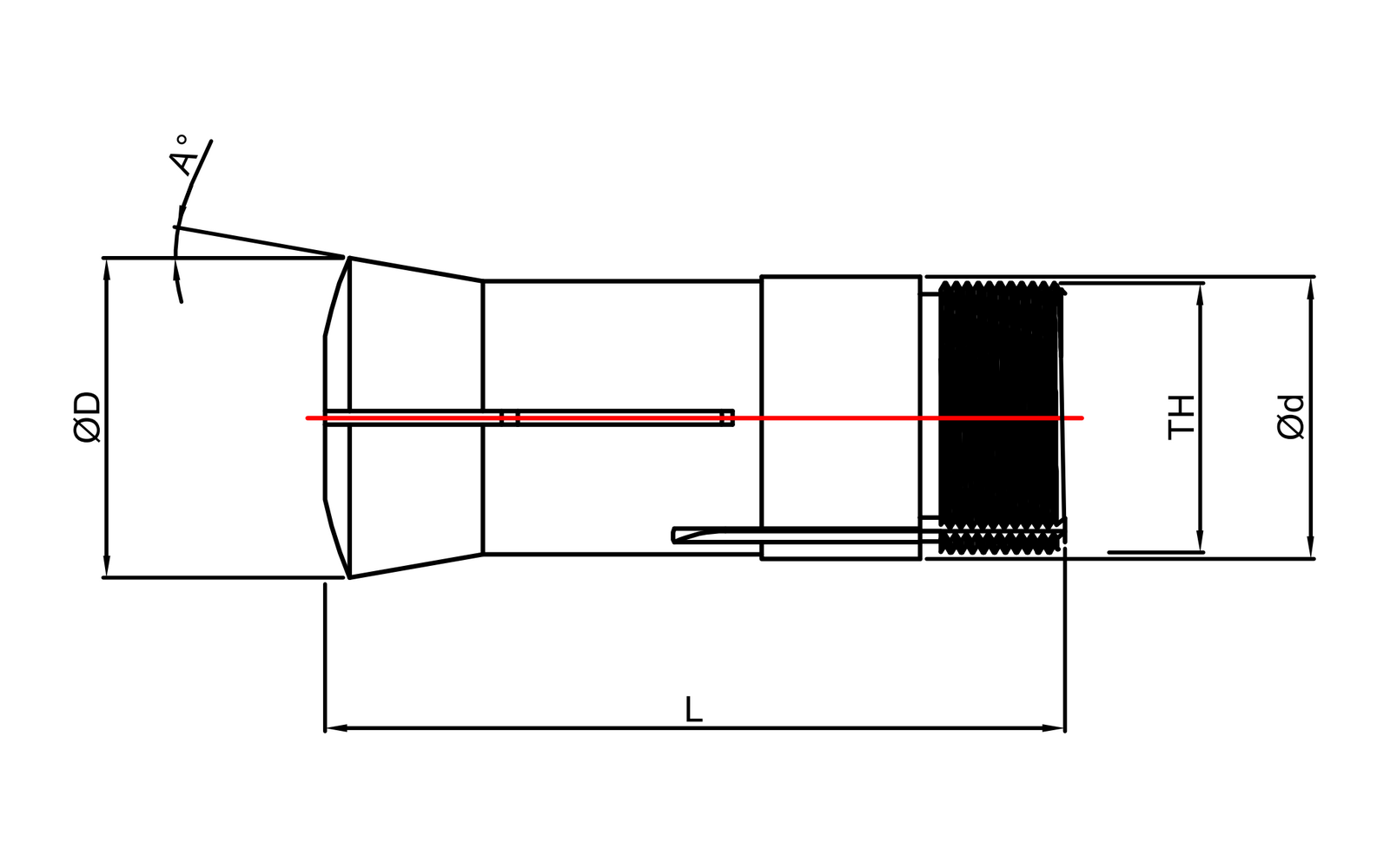 16C lathe collet dimensional drawing