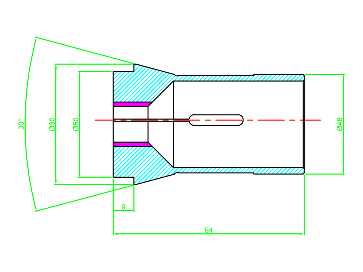 173E TF48 F48 76-81 collet dimensional drawing