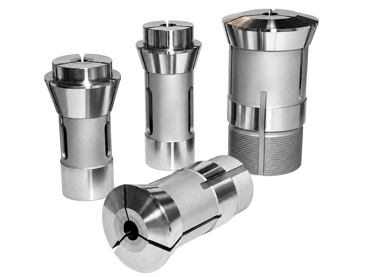 Swiss-type lathe collets and guide bushes