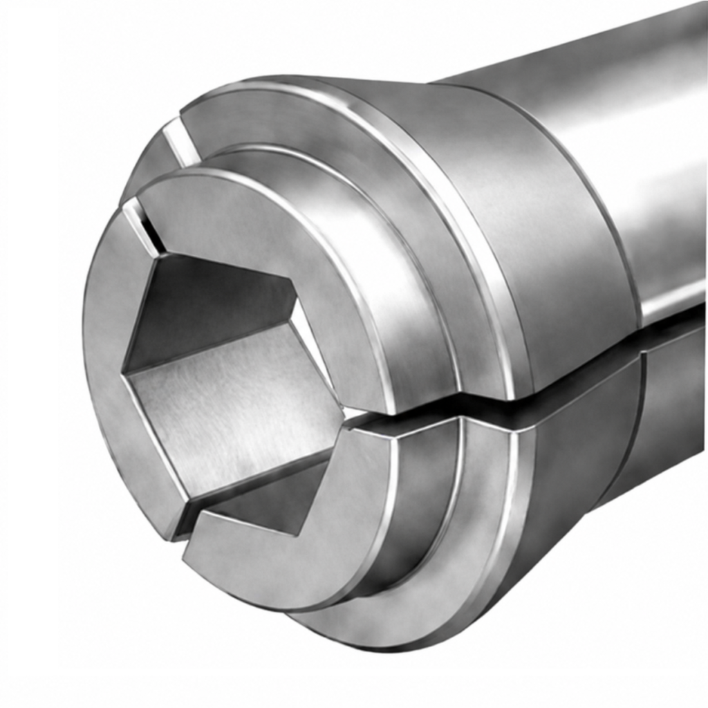 Hexagon bore Swiss-type lathe collet