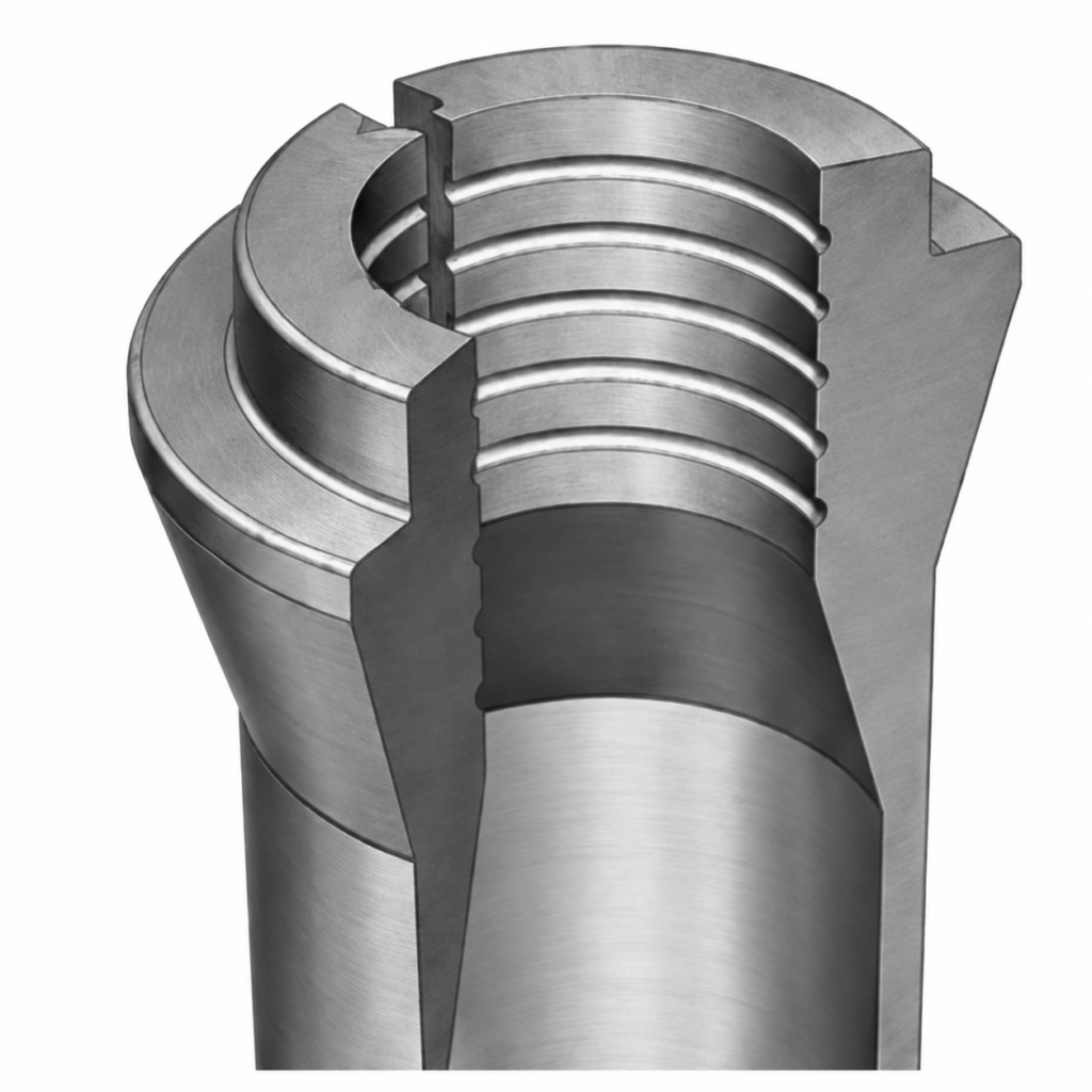 Anti-slip groove collet for Swiss-type lathes