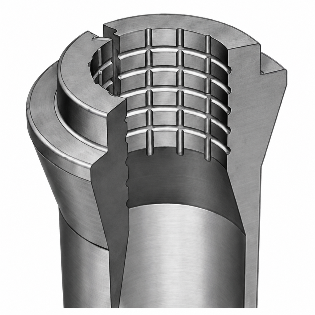 Powerful grip collet for Swiss-type lathes