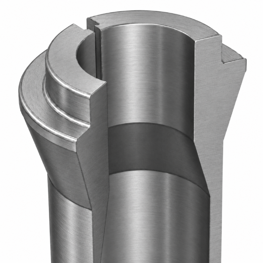 Smooth bore collet for Swiss-type lathes