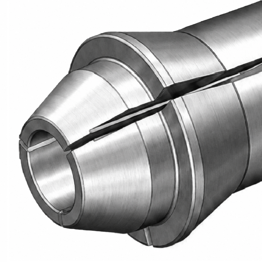 Conical long-nose collet for Swiss-type lathes