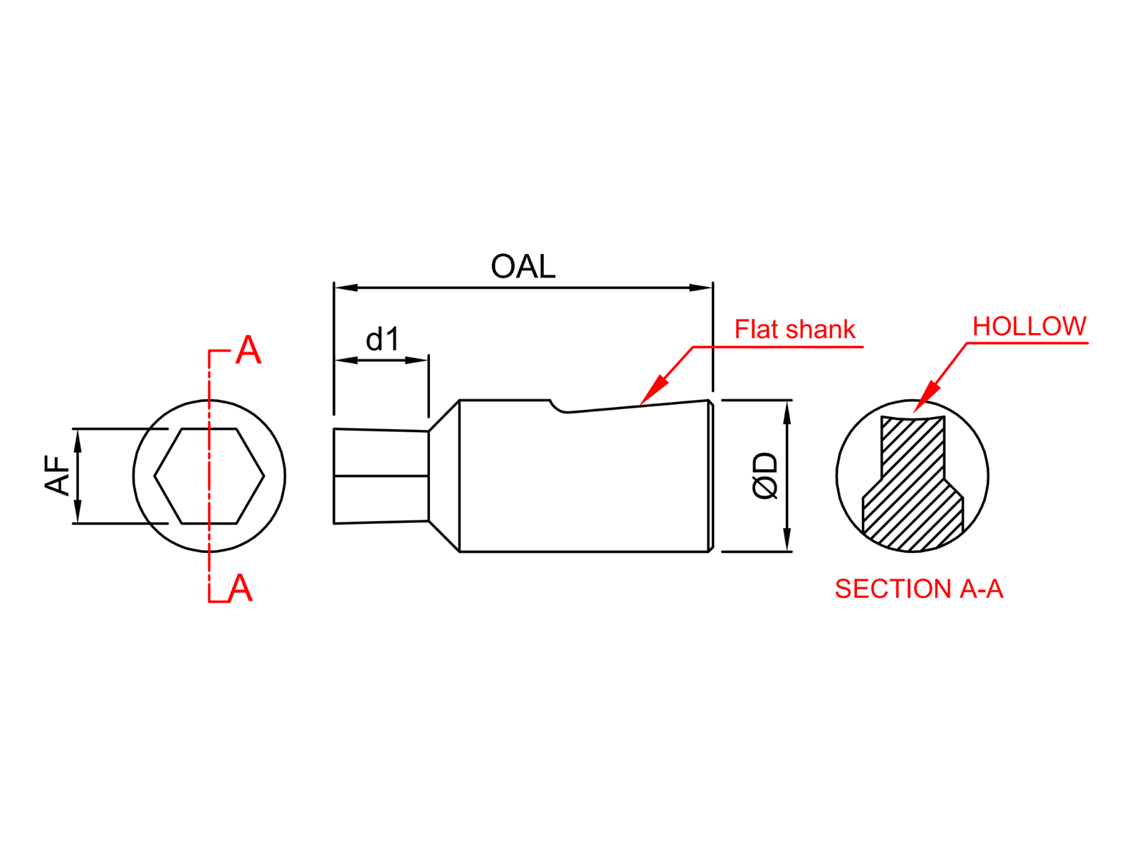 Hexagonal rotary broaching tool CAD drawing