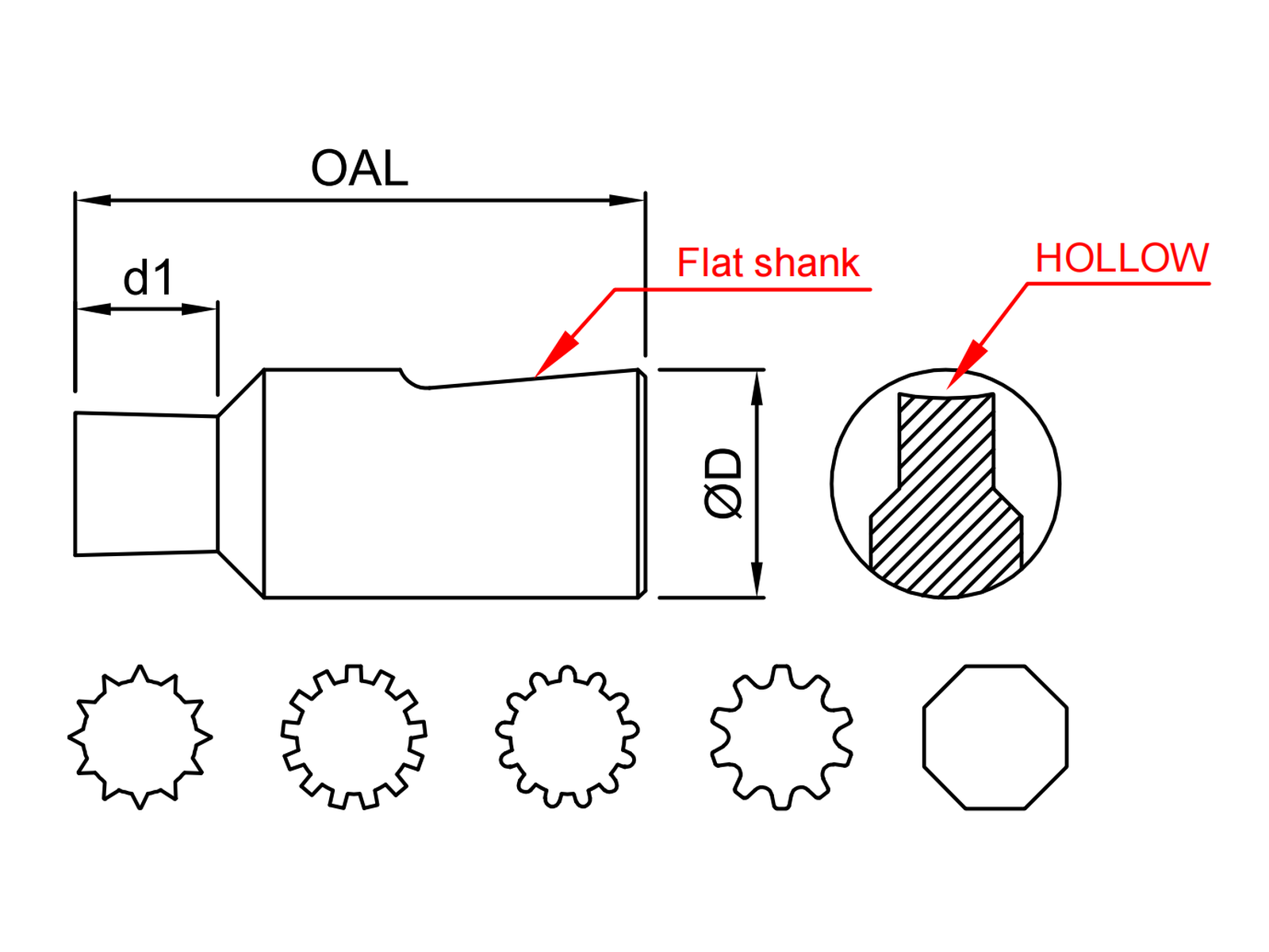 Special custom rotary broaching tool CAD profile reference