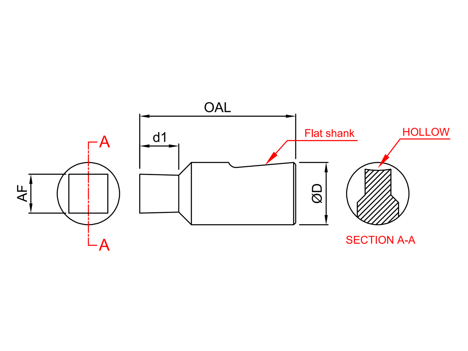 Square rotary broaching tool CAD drawing
