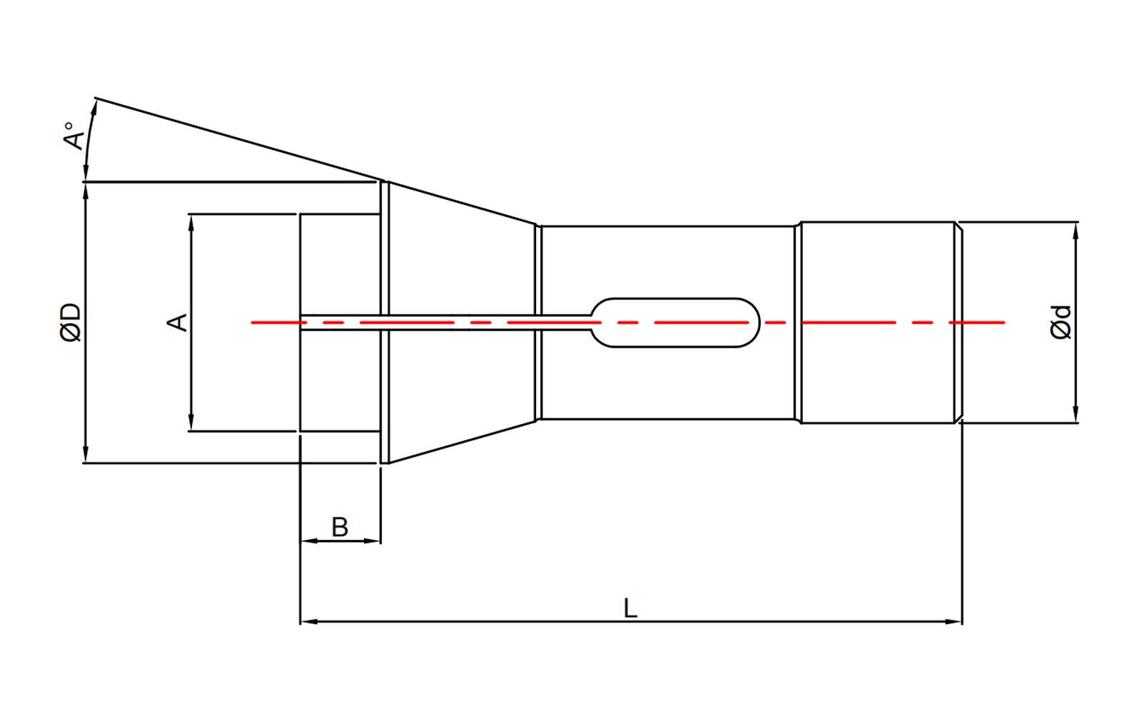 Collet dimensional reference drawing for additional Swiss-type lathe models