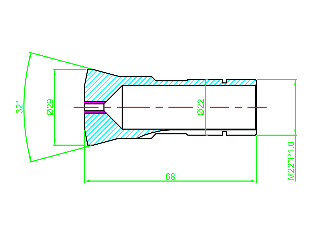 TD20R T22-68-M22.1 F391 guide bush dimensional drawing