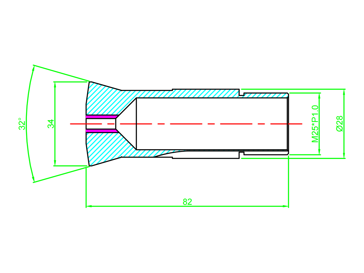 TD25S T223 T28-82-M25.1 guide bush dimensional drawing