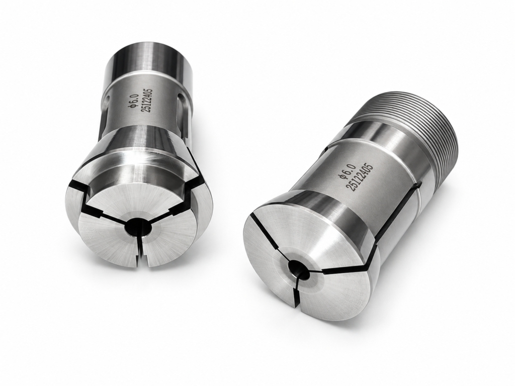 Precision Swiss-type lathe collets with round bores